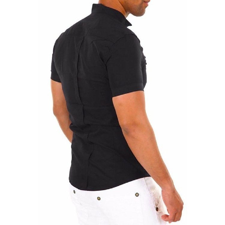 Chemise à Col Montant Manches Courtes pour Homme - View 5