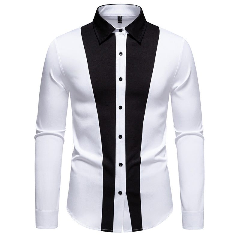 Chemise à Contraste Manches Longues pour Homme - Blanc