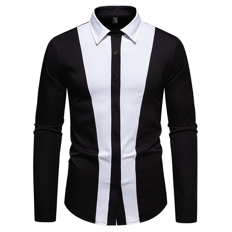 Chemise à Contraste Manches Longues pour Homme - Noir