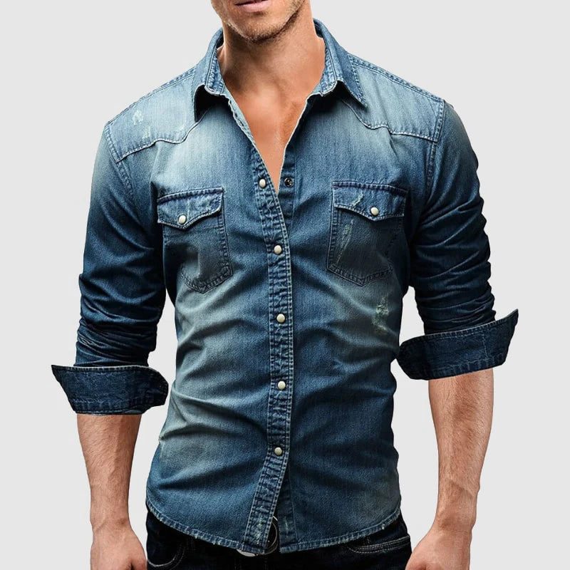 Chemise Denim à Manches Longues pour Homme