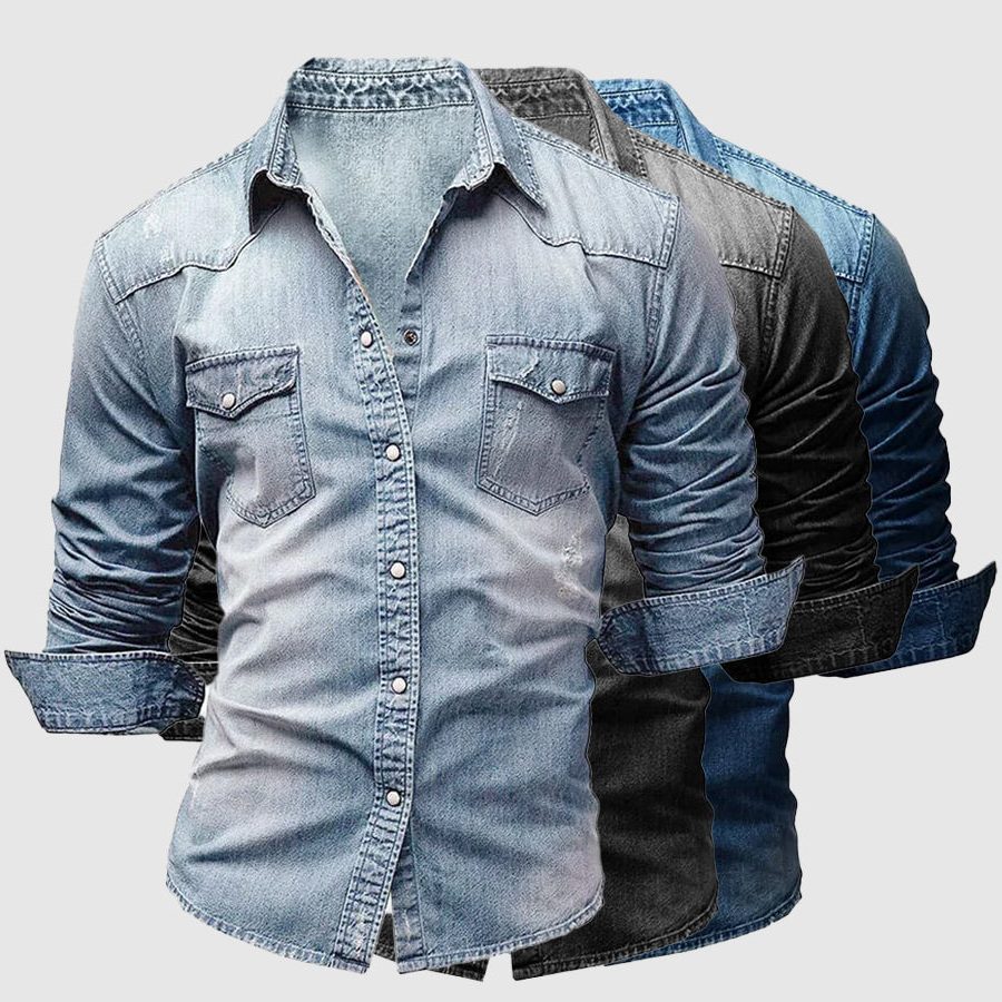 Chemise Denim à Manches Longues pour Homme - View 3