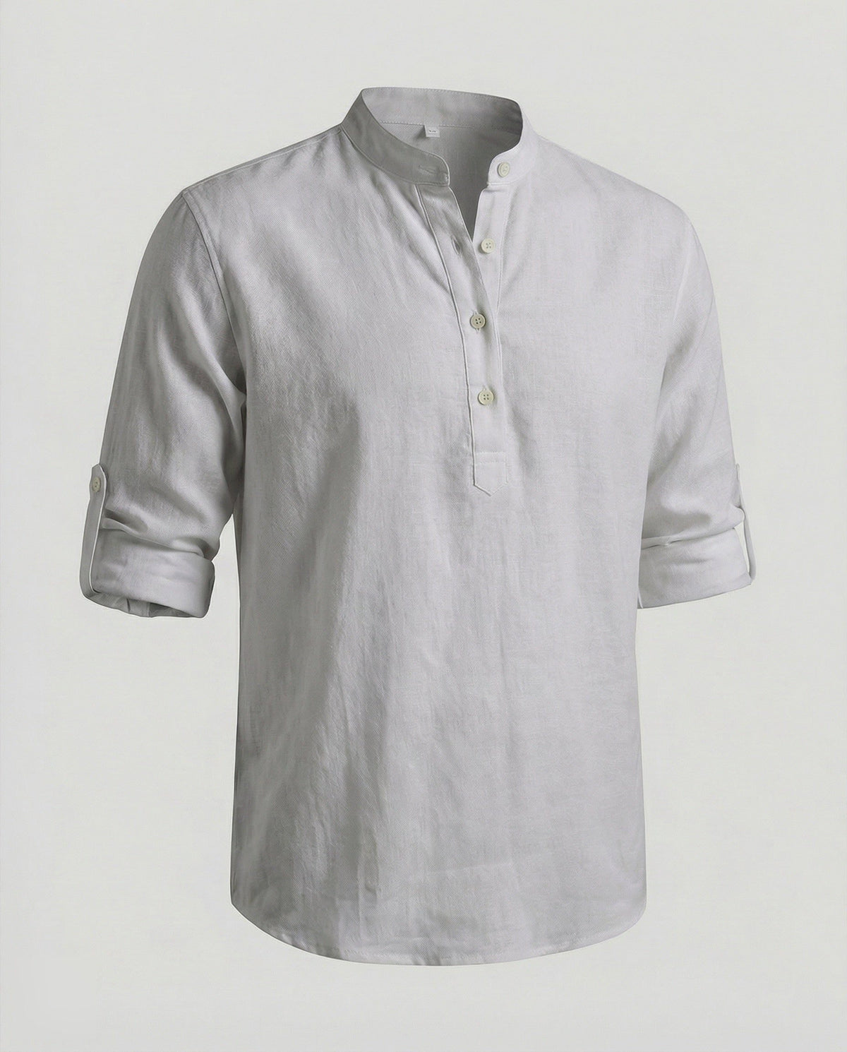 Chemise Henley en Lin avec Col Montant pour Homme - Gris
