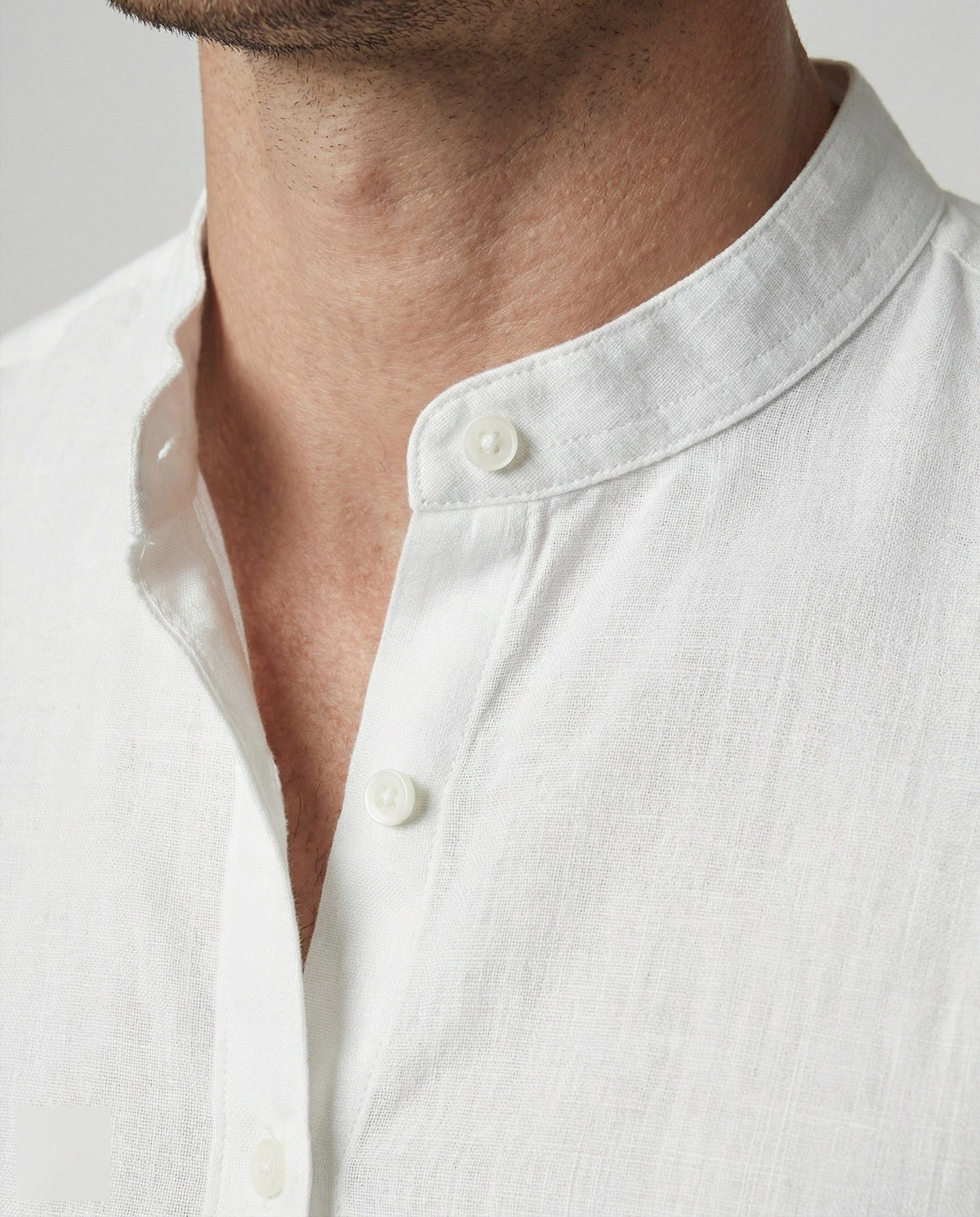 Chemise Henley en Lin avec Col Montant pour Homme - View 3