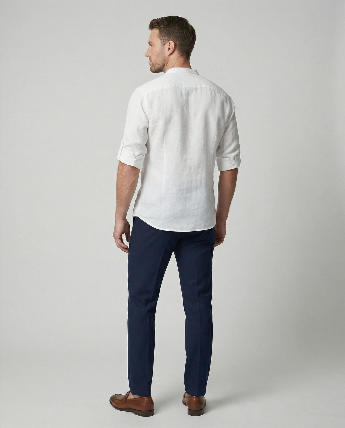 Chemise Henley en Lin avec Col Montant pour Homme - View 4