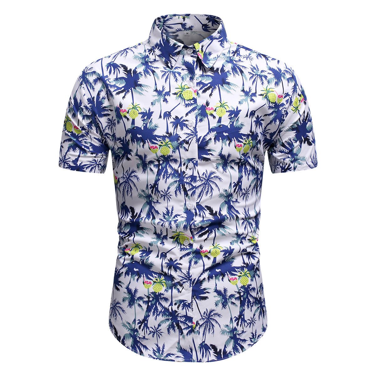 Chemise à Motif Tropical Manches Courtes pour Homme - Blanc