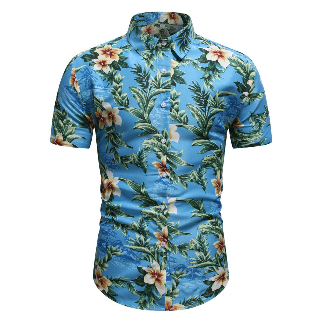 Chemise à Motif Tropical Manches Courtes pour Homme
