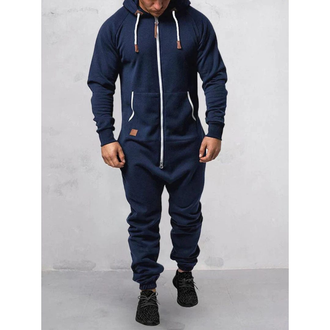 Combinaison à Capuche avec Fermeture Éclair pour Homme - Bleu marine