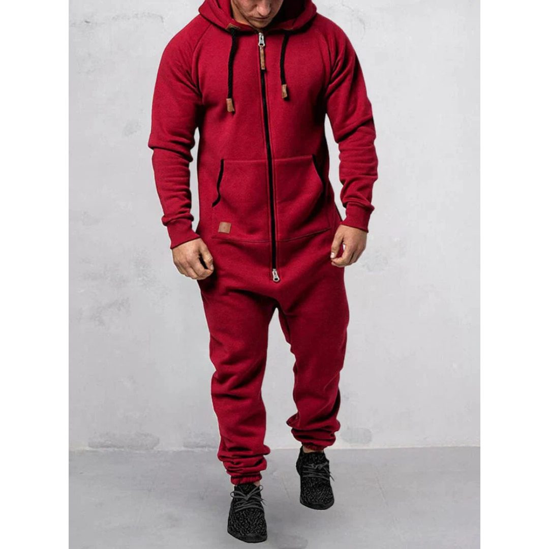 Combinaison à Capuche avec Fermeture Éclair pour Homme - Rouge