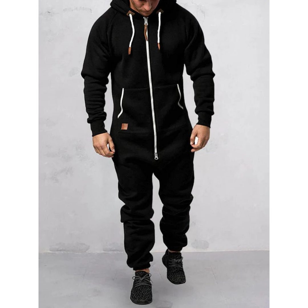 Combinaison à Capuche avec Fermeture Éclair pour Homme - Noir