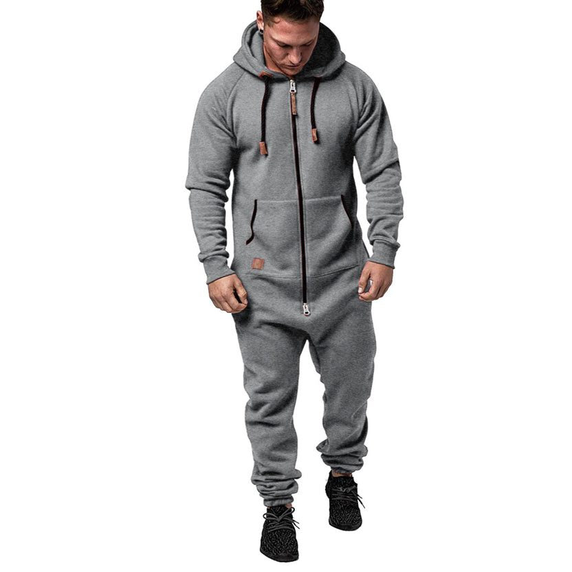 Combinaison à Capuche avec Fermeture Éclair pour Homme - Gris
