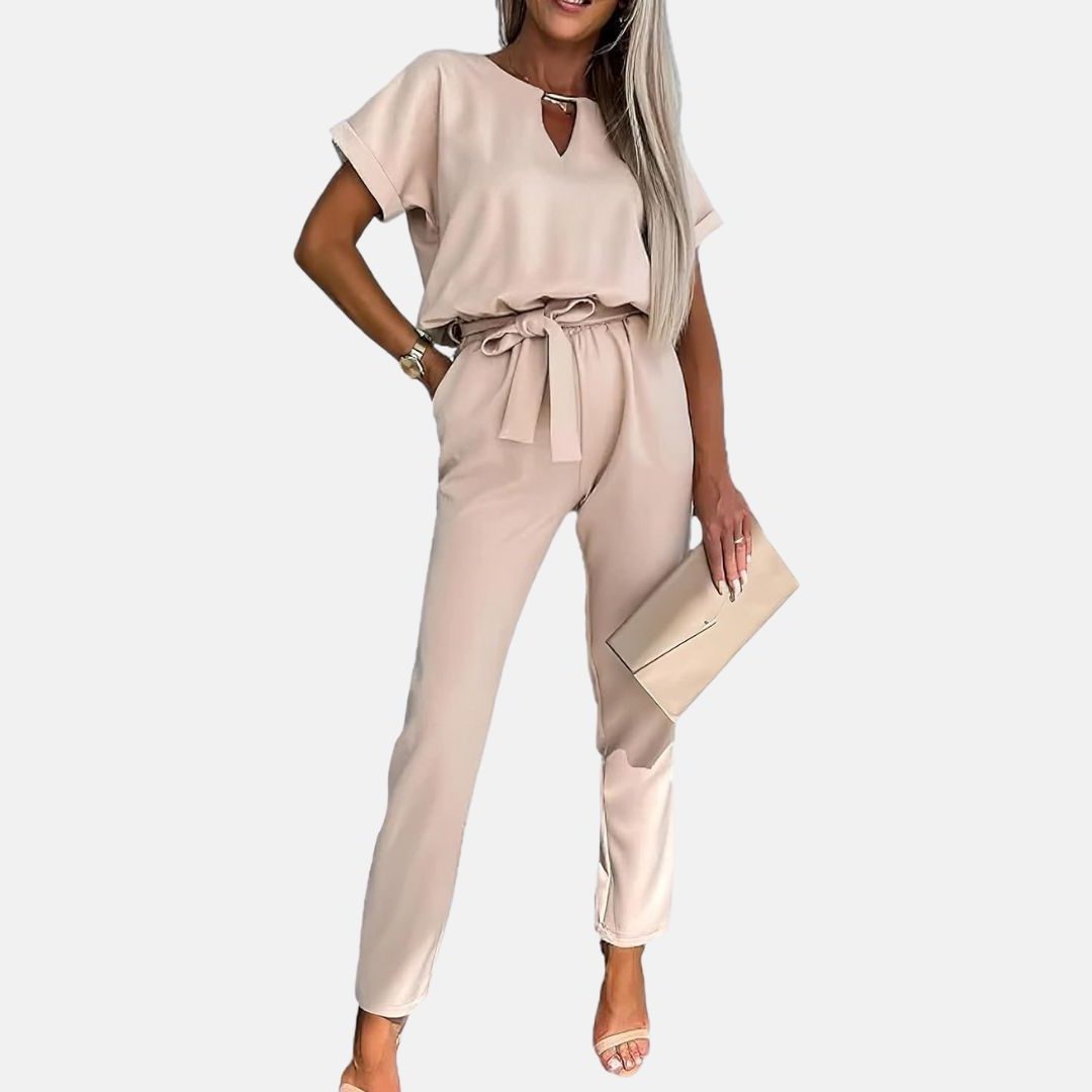 Combinaison Courte sans Manches avec Poches pour Femme - Kaki