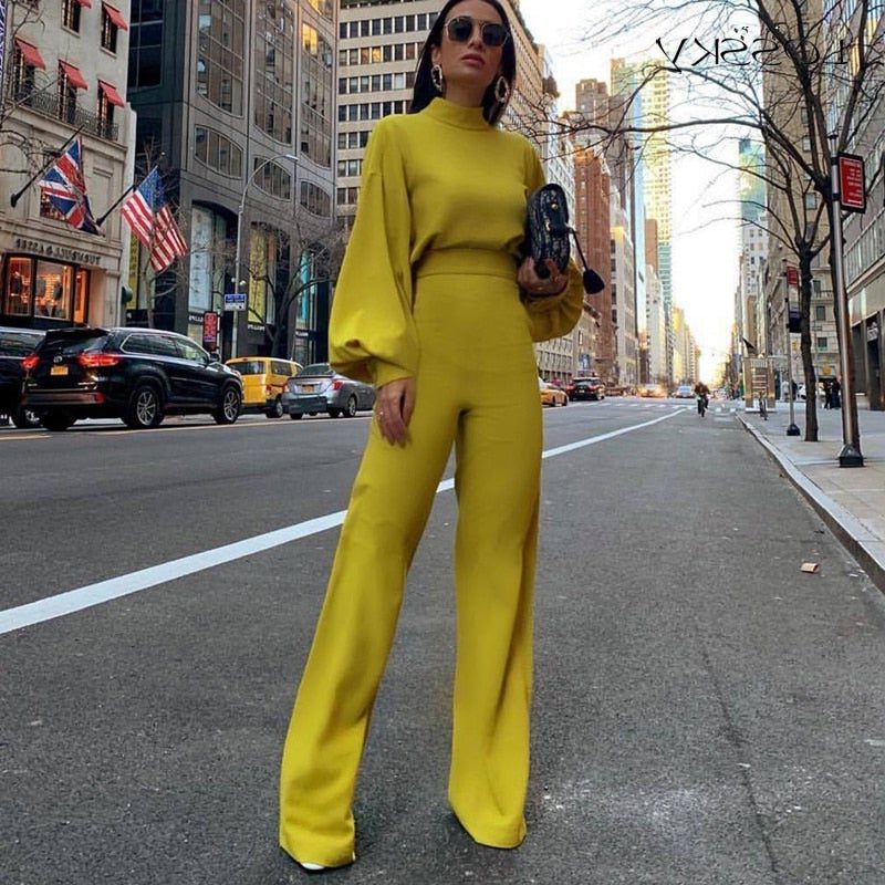 Combinaison Large à Manches Longues pour Femme - Jaune