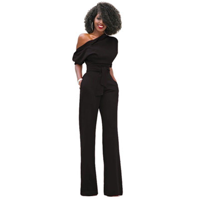 Combinaison Épaule Dénudée avec Ceinture pour Femme
