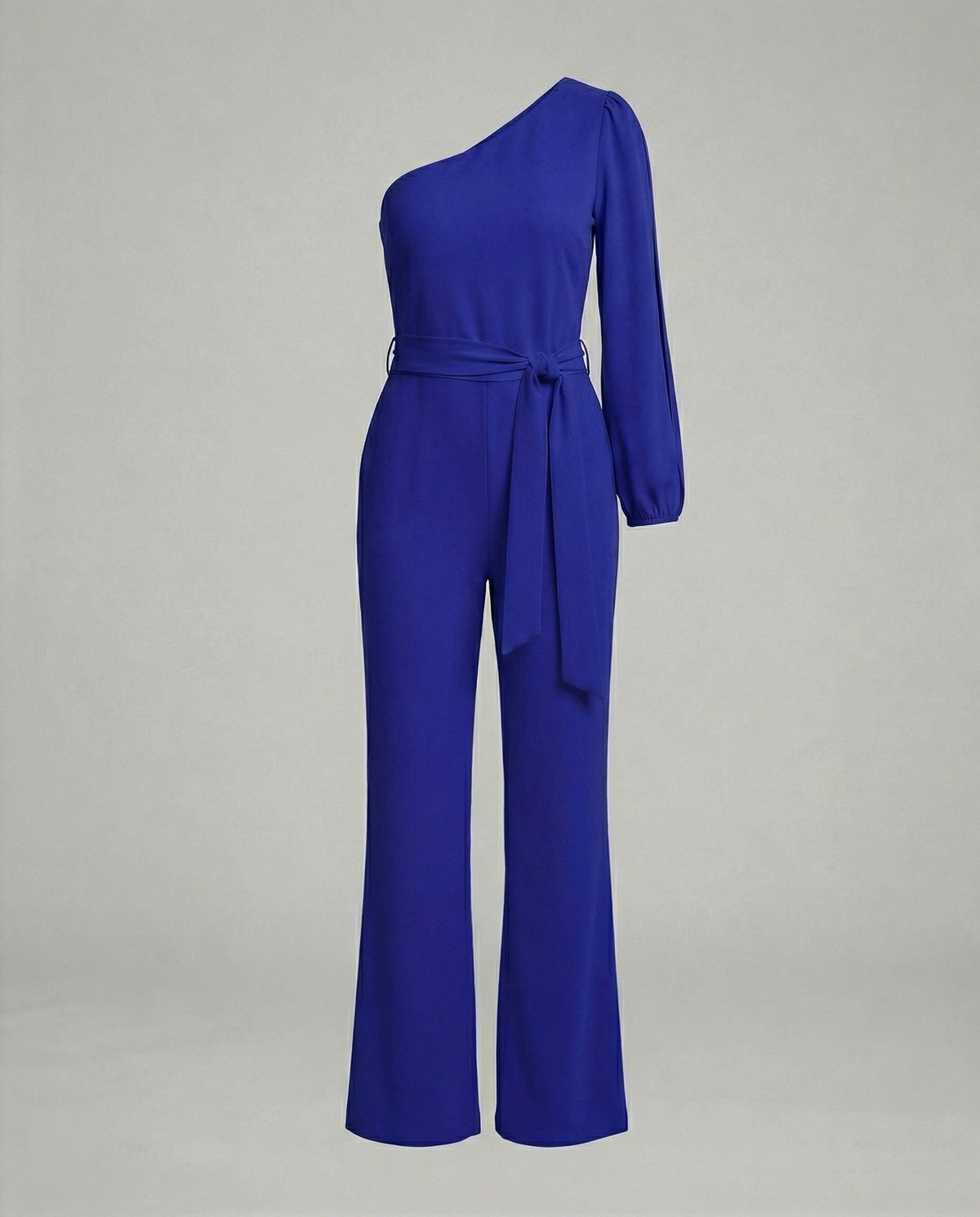 Combinaison une Épaule avec Ceinture Nœud pour Femme - Bleu uni