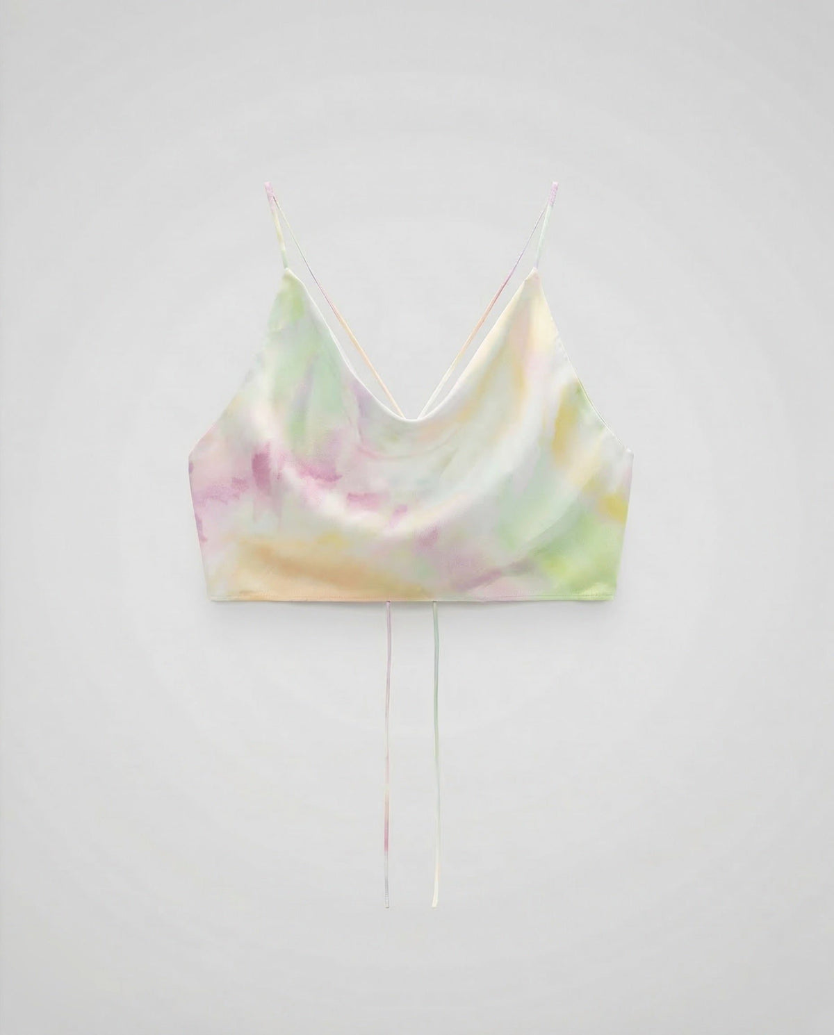 Crop Top Satin à Encolure Drapée pour Femme - Champagne
