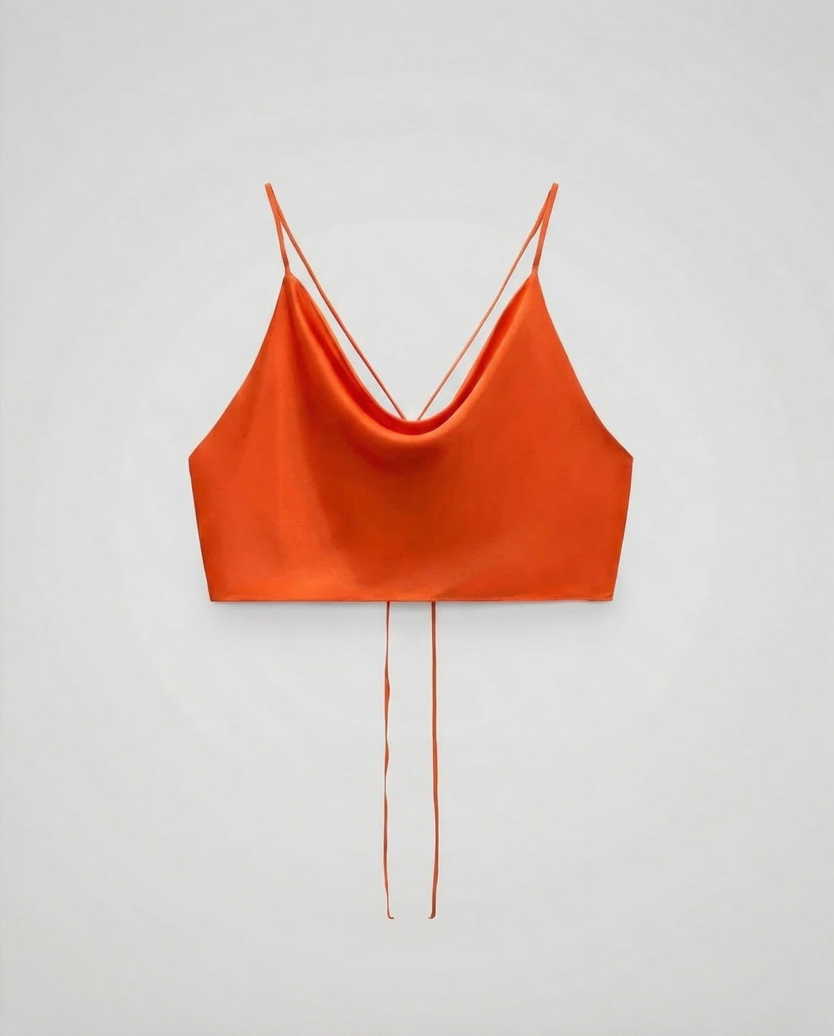 Crop Top Satin à Encolure Drapée pour Femme - Multicolore