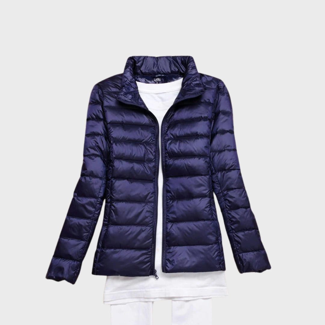 Doudoune à Capuche Zippée pour Femme - Bleu foncé 2