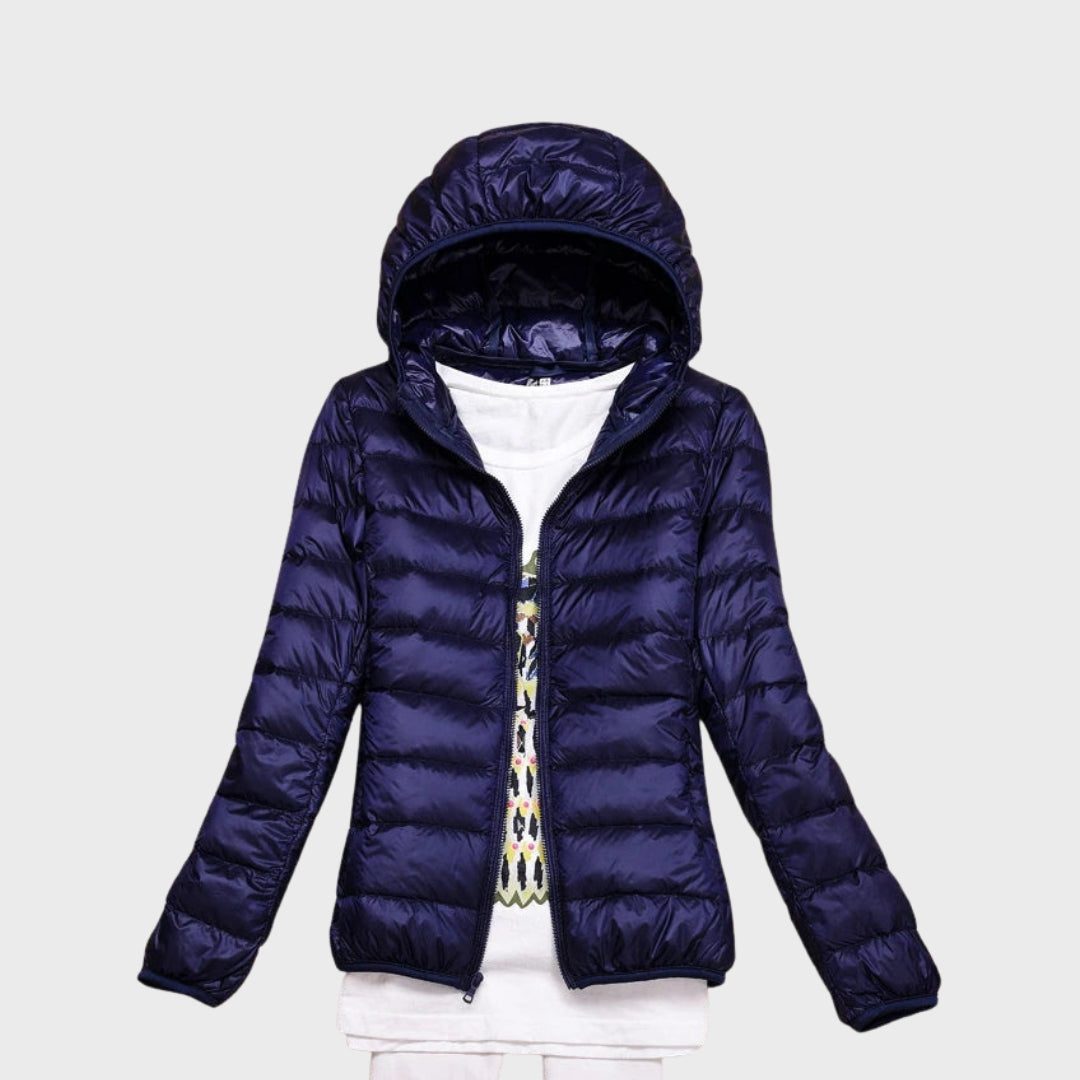 Doudoune à Capuche Zippée pour Femme - Bleu foncé