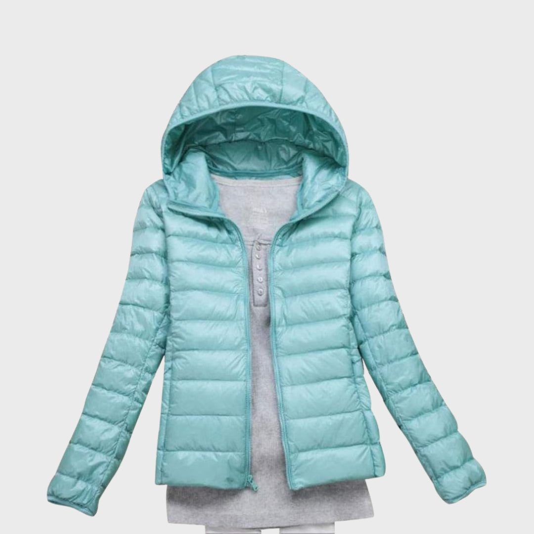 Doudoune à Capuche Zippée pour Femme - Bleu clair