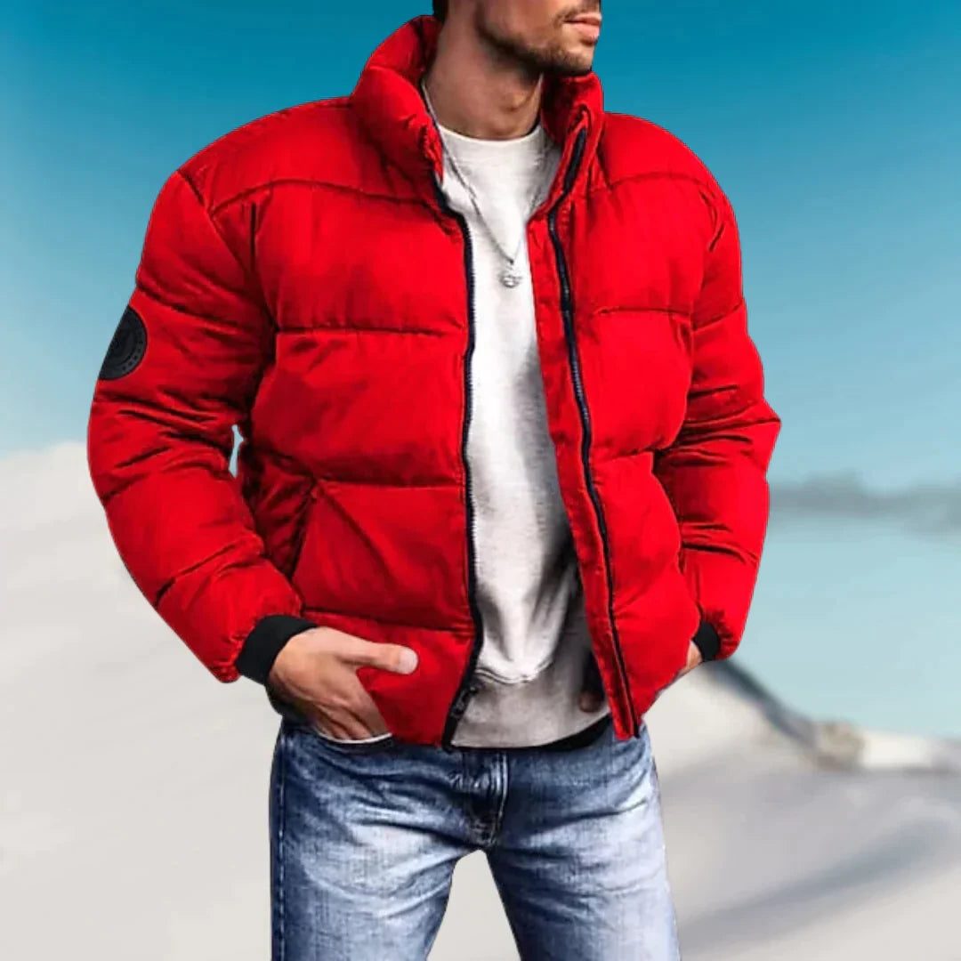 Doudoune Matelassée à Col Montant pour Homme - Rouge