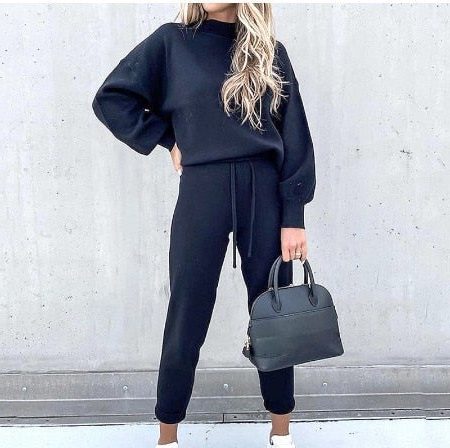 Ensemble 2 Pièces en Maille avec Sweat et Jogger pour Femme
