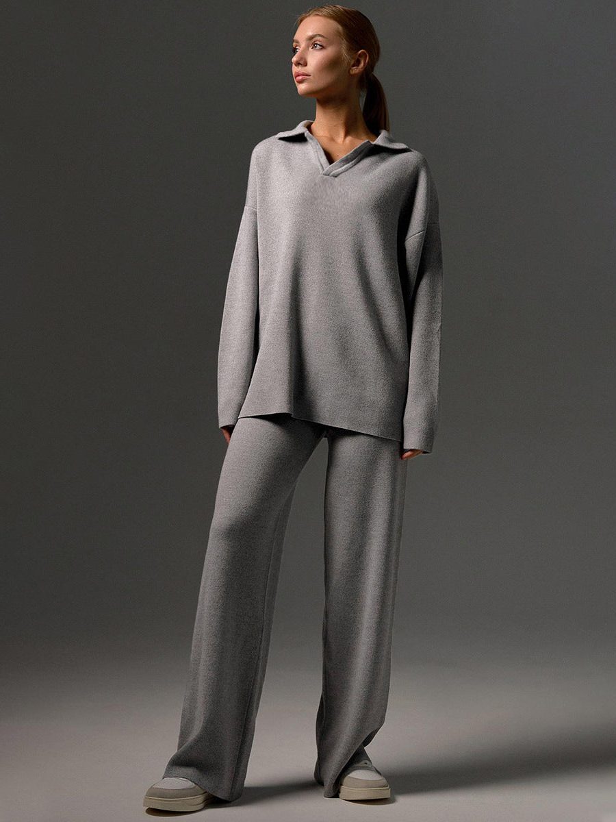 Ensemble 2 Pièces Oversize avec Polo et Pantalon Large pour Femme - View 6