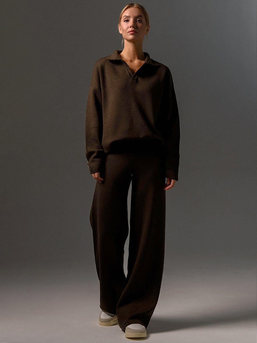 Ensemble 2 Pièces Oversize avec Polo et Pantalon Large pour Femme - View 2