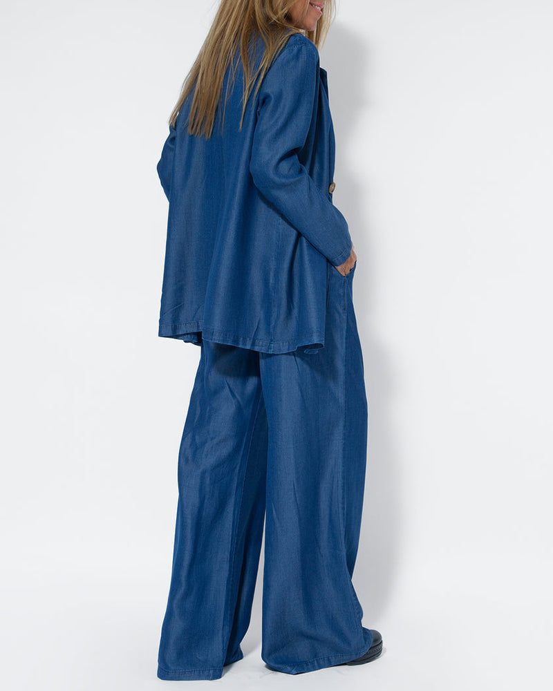 Ensemble 2 Pièces Pantalon Large en Lin avec Gilet pour Femme - View 12