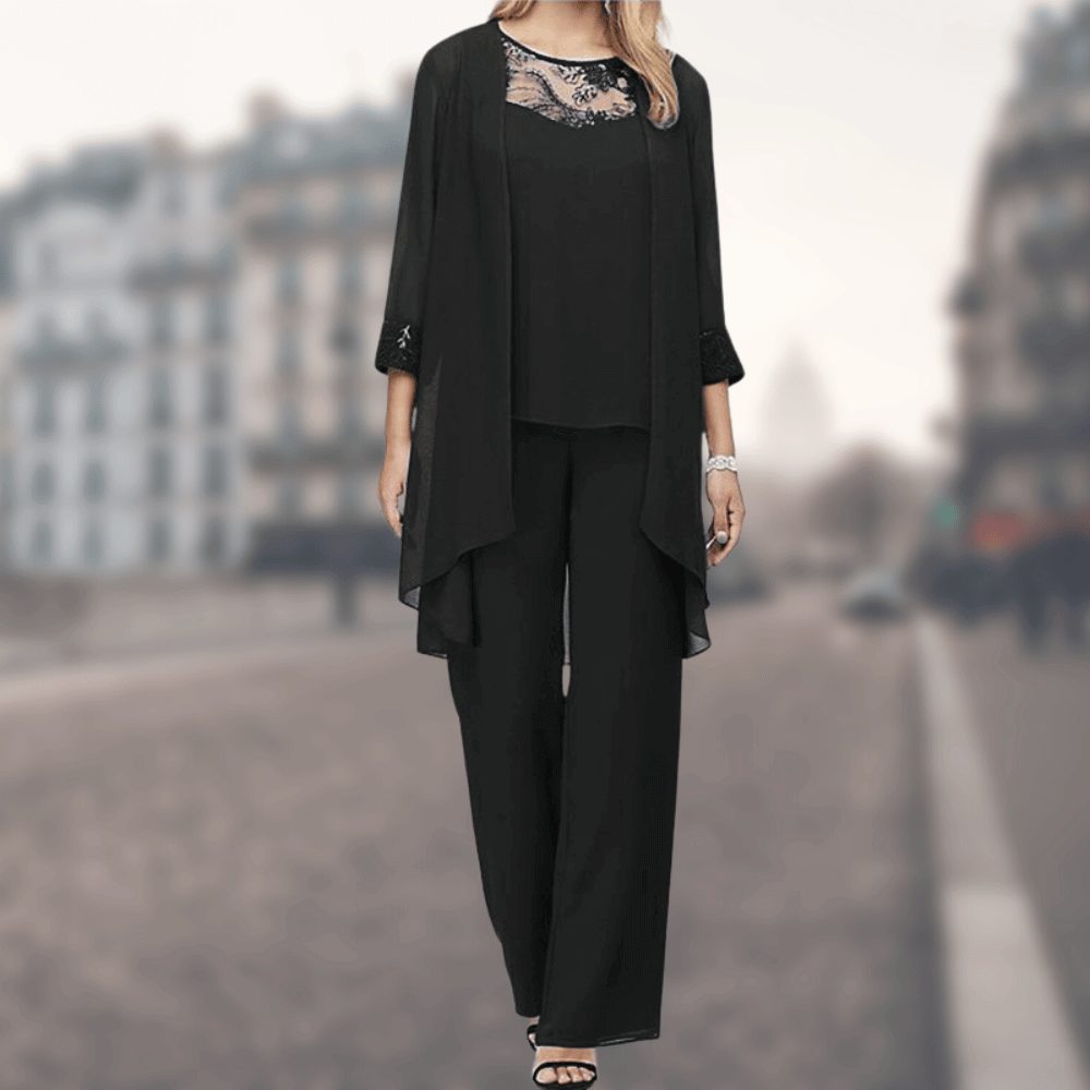 Ensemble 3 Pièces avec Veste Longue pour Femme