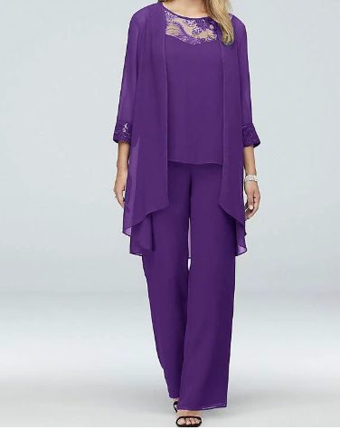 Ensemble 3 Pièces avec Veste Longue pour Femme - Lilas