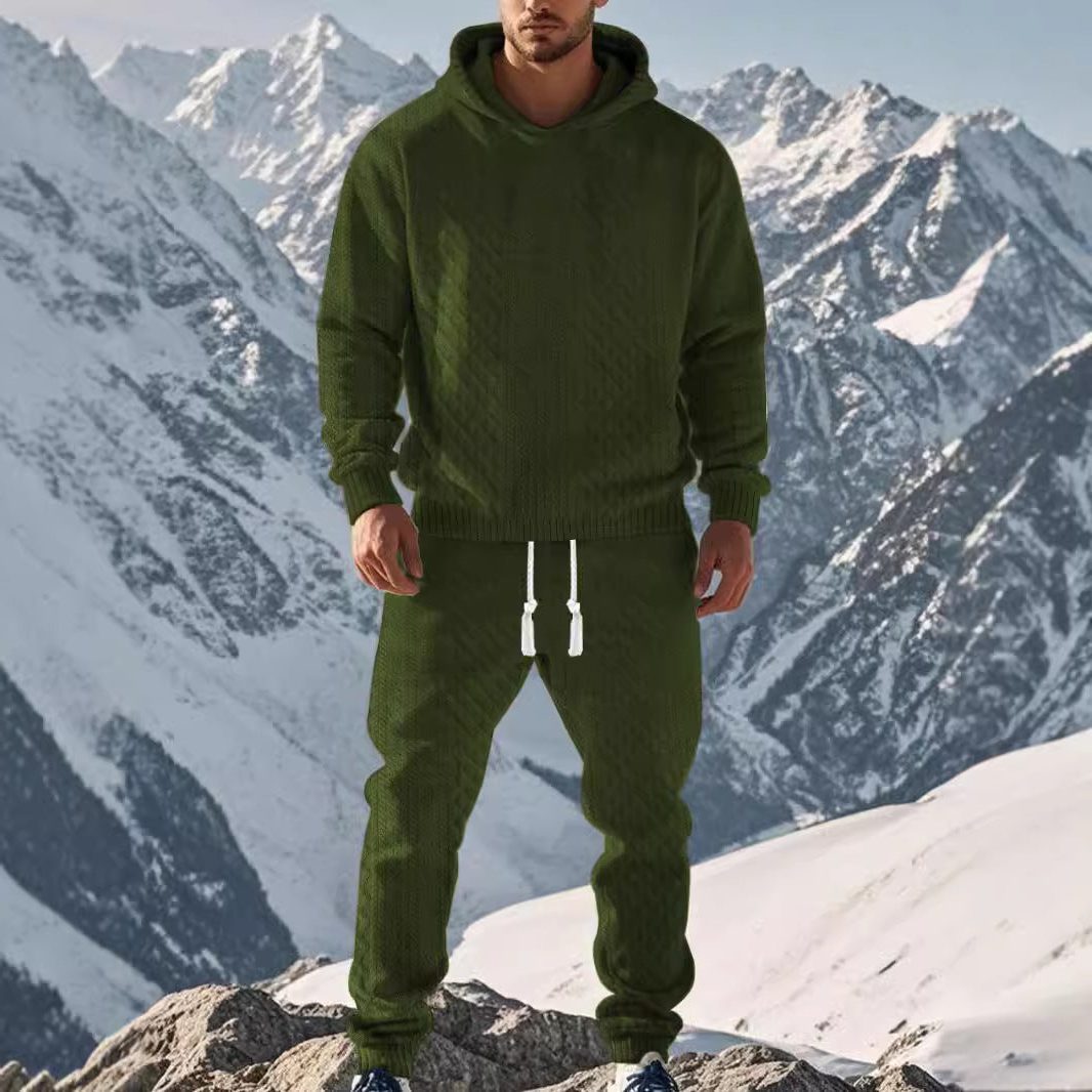 Ensemble à Capuche et Pantalon de Jogging Côtelé pour Homme - Vert