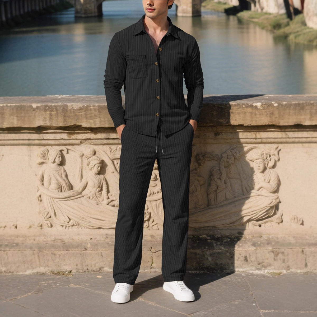 Ensemble Chemise et Pantalon à Manches Longues pour Homme - View 10