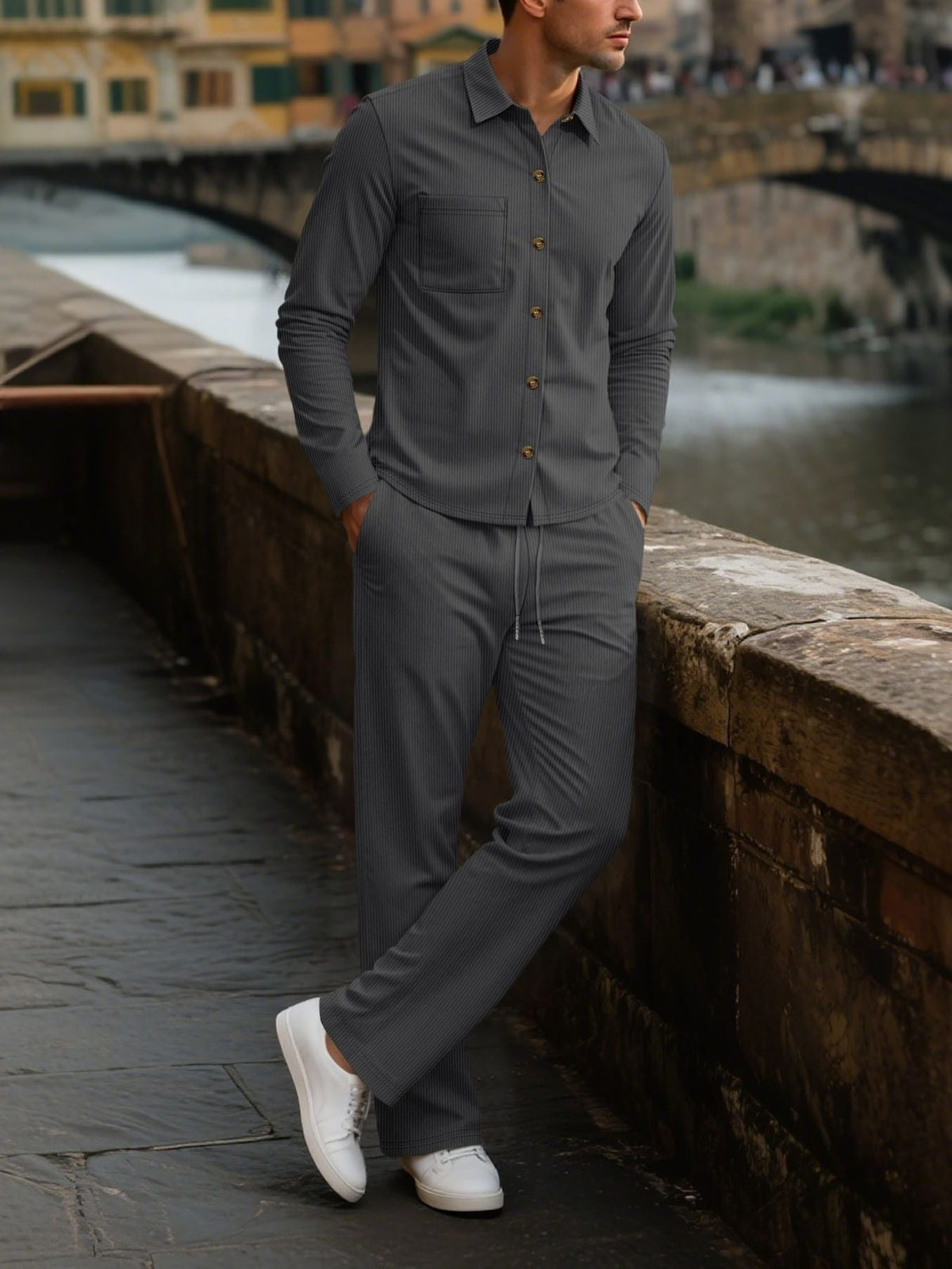 Ensemble Chemise et Pantalon à Manches Longues pour Homme - View 15