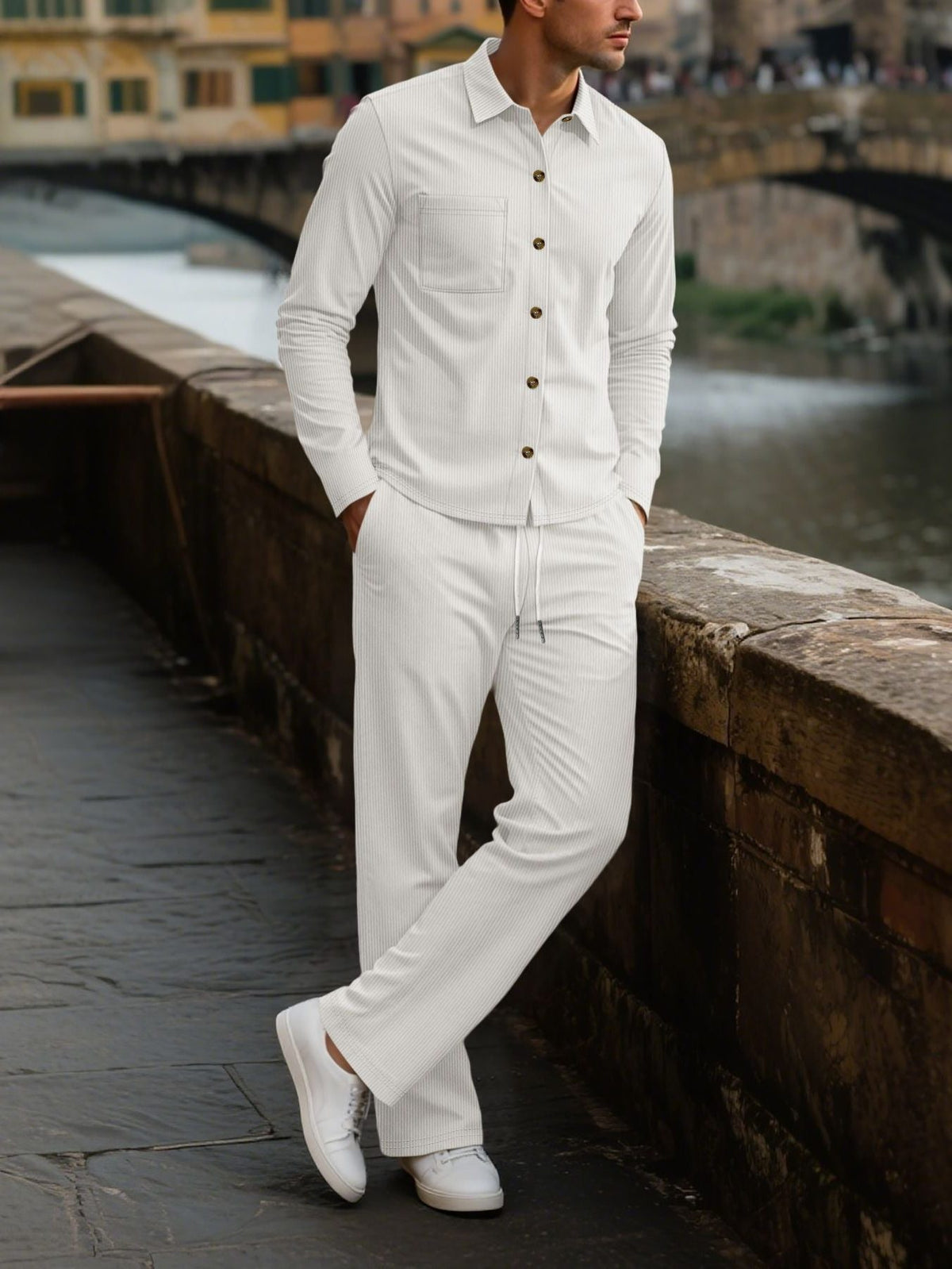 Ensemble Chemise et Pantalon à Manches Longues pour Homme - View 2