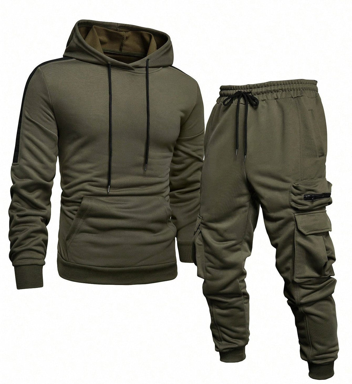 Ensemble Jogging à Capuche avec Poches pour Homme - Vert olive