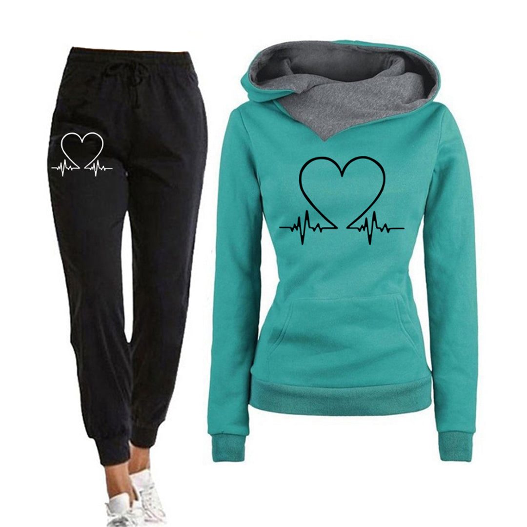 Ensemble Jogging à Cœur pour Femme - Vert