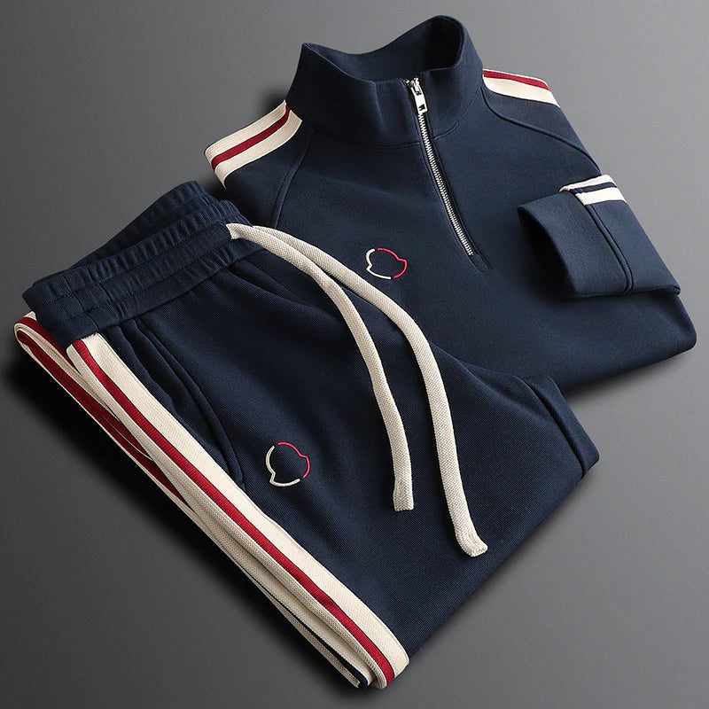 Ensemble Jogging Rayures Contrastantes pour Femme - Bleu marine