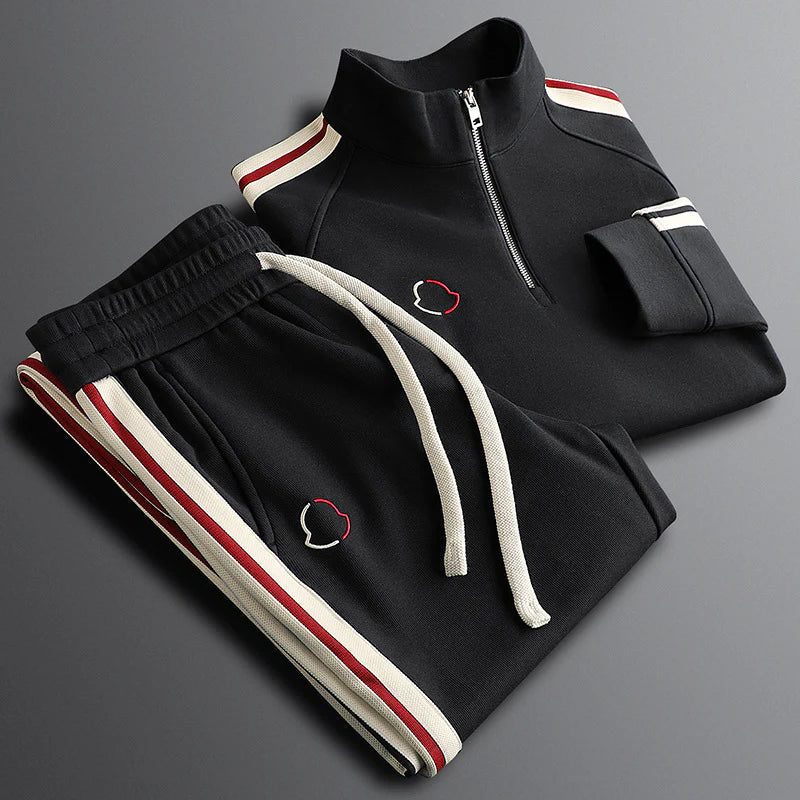 Ensemble Jogging Rayures Contrastantes pour Femme - Noir