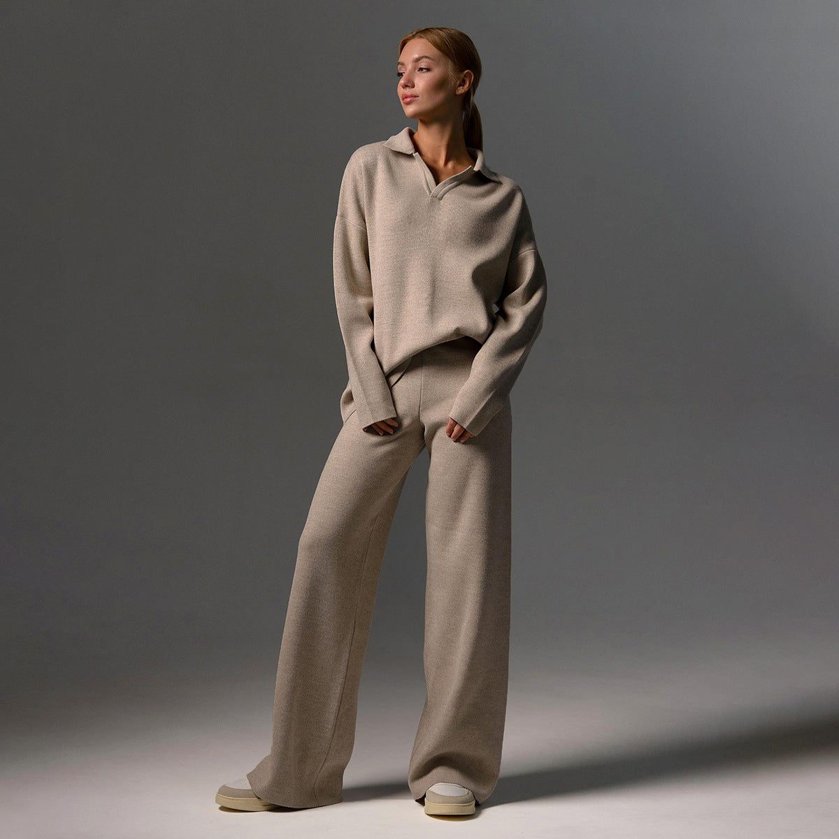 Ensemble Oversize à Col Chemise pour Femme - Crème