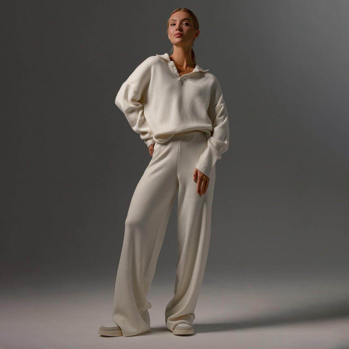 Ensemble Oversize à Col Chemise pour Femme - Blanc