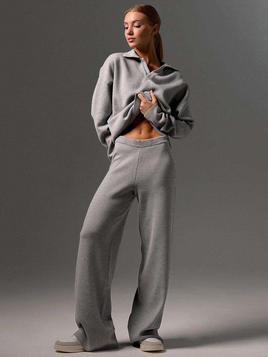 Ensemble Oversize à Col Chemise pour Femme - Gris