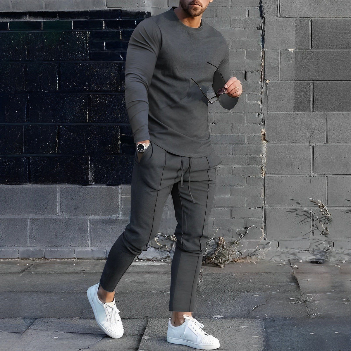 Ensemble Pull et Pantalon de Jogging pour Homme - Gris foncé