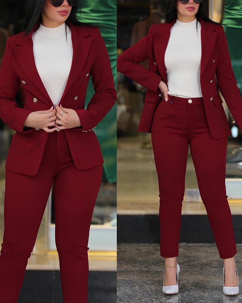 Ensemble Tailleur-Pantalon Blazer Cintrée pour Femme - Bordeaux