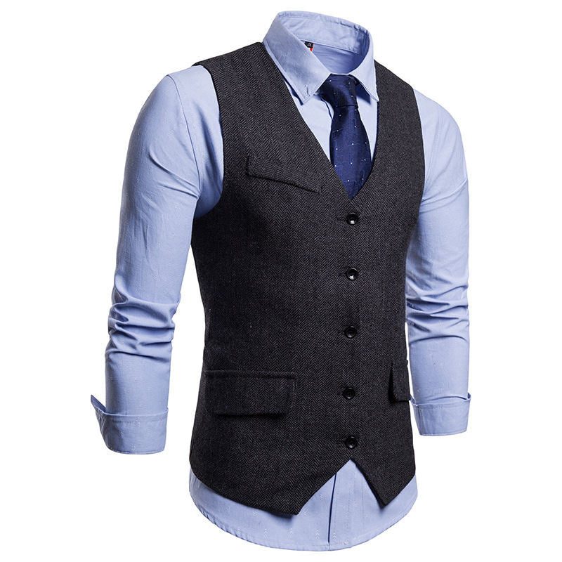 Gilet Boutonnage à Chevrons pour Homme - Noir