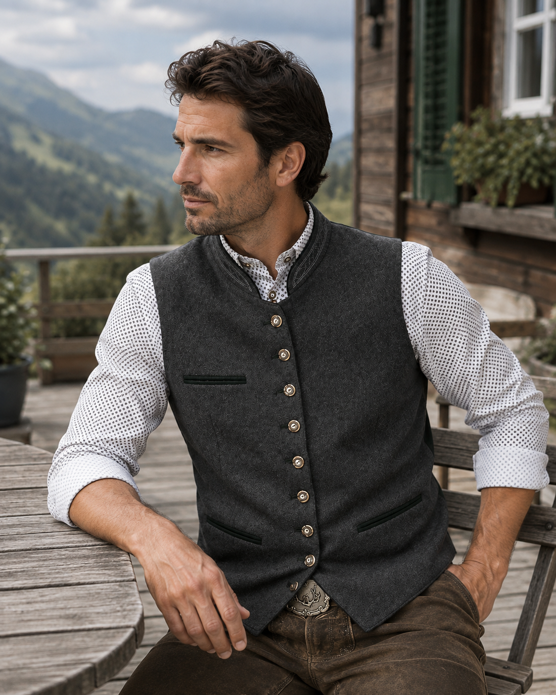 Gilet Boutonné avec Col Montant pour Homme