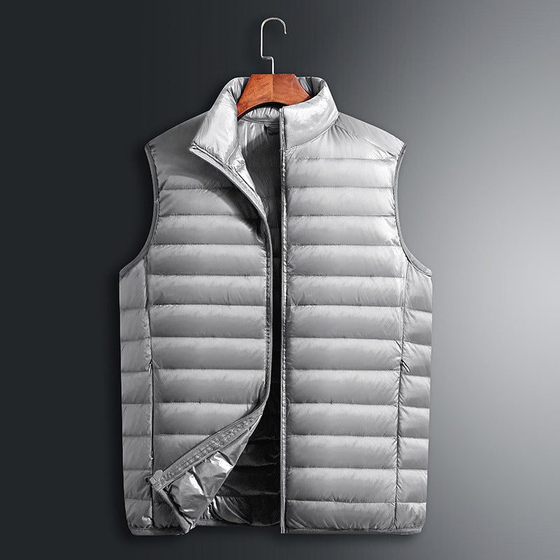 Gilet Doudoune sans Manches avec Fermeture Éclair pour Femme - Gris