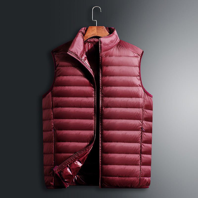 Gilet Doudoune sans Manches avec Fermeture Éclair pour Femme - Rouge