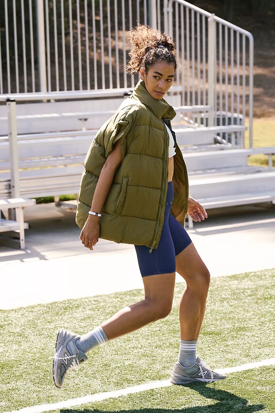 Gilet Matelassé à Col Montant pour Femme - Vert
