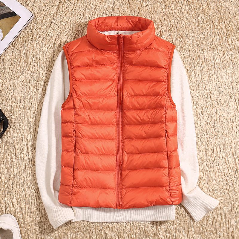 Gilet Matelassé Col Montant pour Femme - Orange