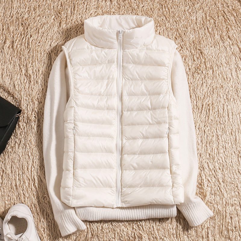 Gilet Matelassé Col Montant pour Femme - Blanc